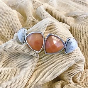 Lucky Brand Orange Sunstone Cuff Bracelet, EUC